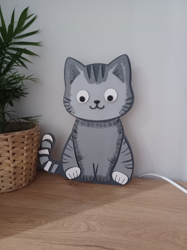 Lampka Kotek kot dla dziecka drewniana podświetlana LED - obrazek 3