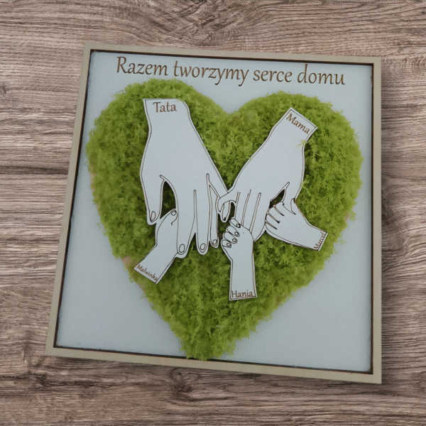 Obraz dłonie rodzina z mchem chrobotkiem